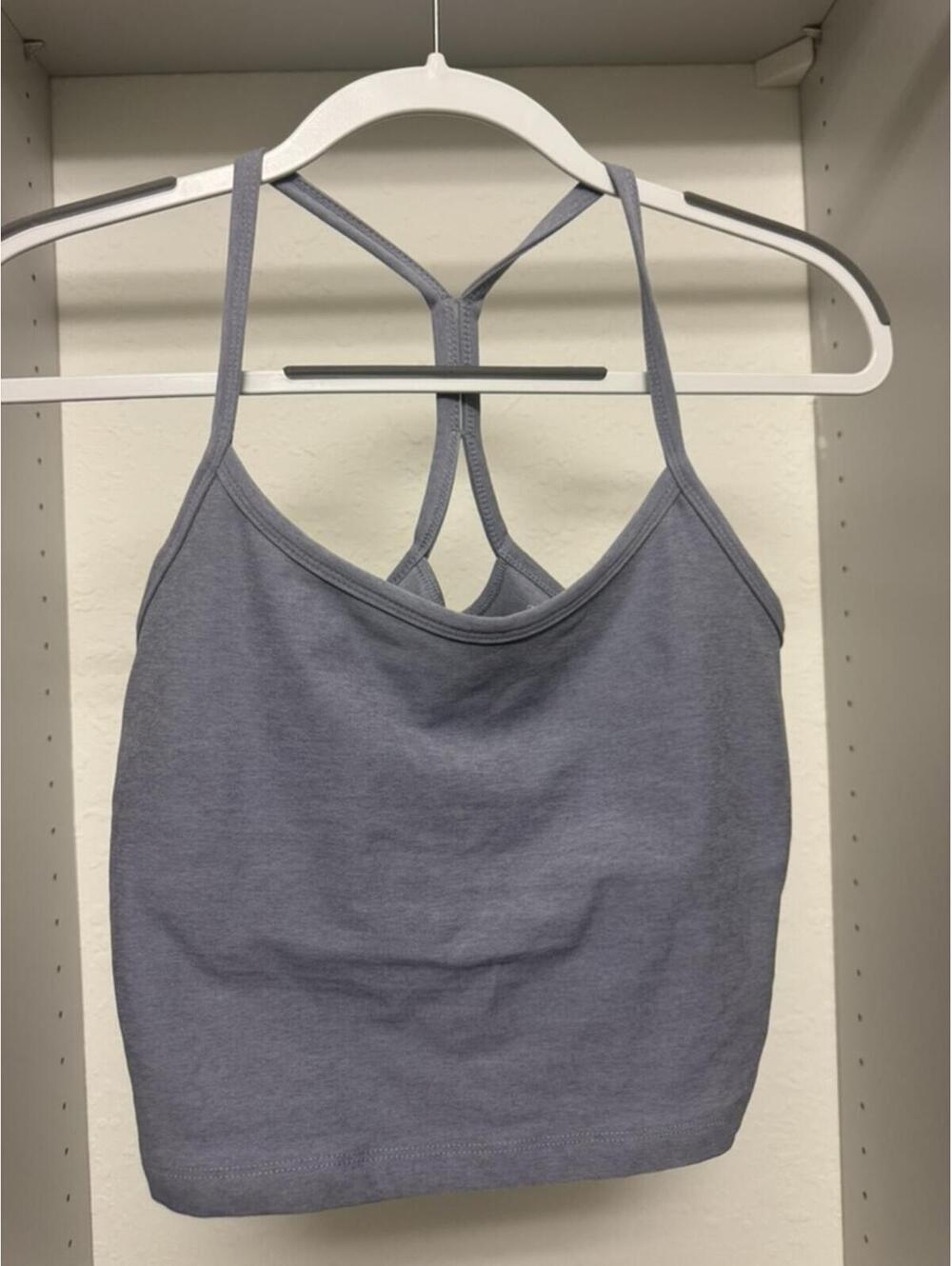 Beyond Yoga Gray Strappy Cropped Tank Sports Bra Size Large